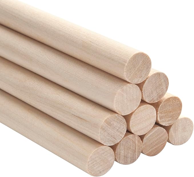 Wooden Dowel Dods Wood Dowels, 10 PCS 12.7mm x 30cm Round Wooden Sticks