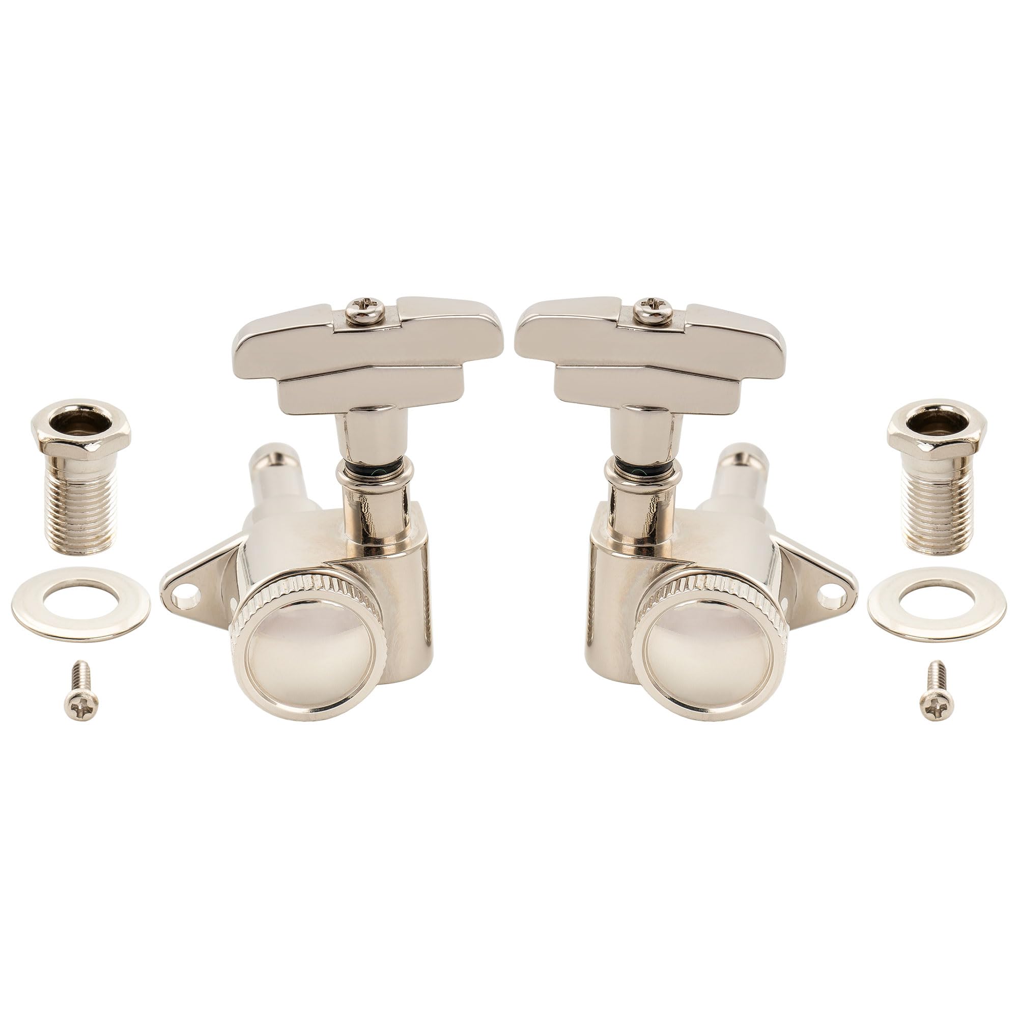 Musiclily Pro R18K 3R3L Set Meccaniche Autobloccanti 18:1 Ratio Locking Tuners con Paletta GR-Style per Chitarra Elettrica Acustica, Nickel