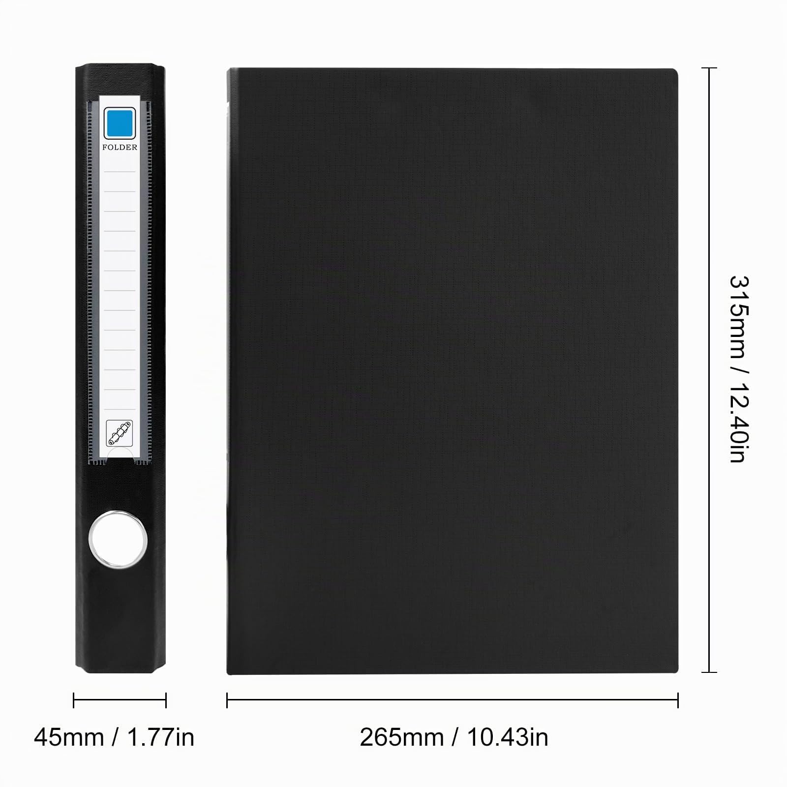 Ringbuch A4, 4 Stück Kunststoff Ringbuch Mit 3 Ringen, 45mm Rücken | Ringbücher A4, Ringbuchordner für Geschäft, Büro, Schule (Schwarz)