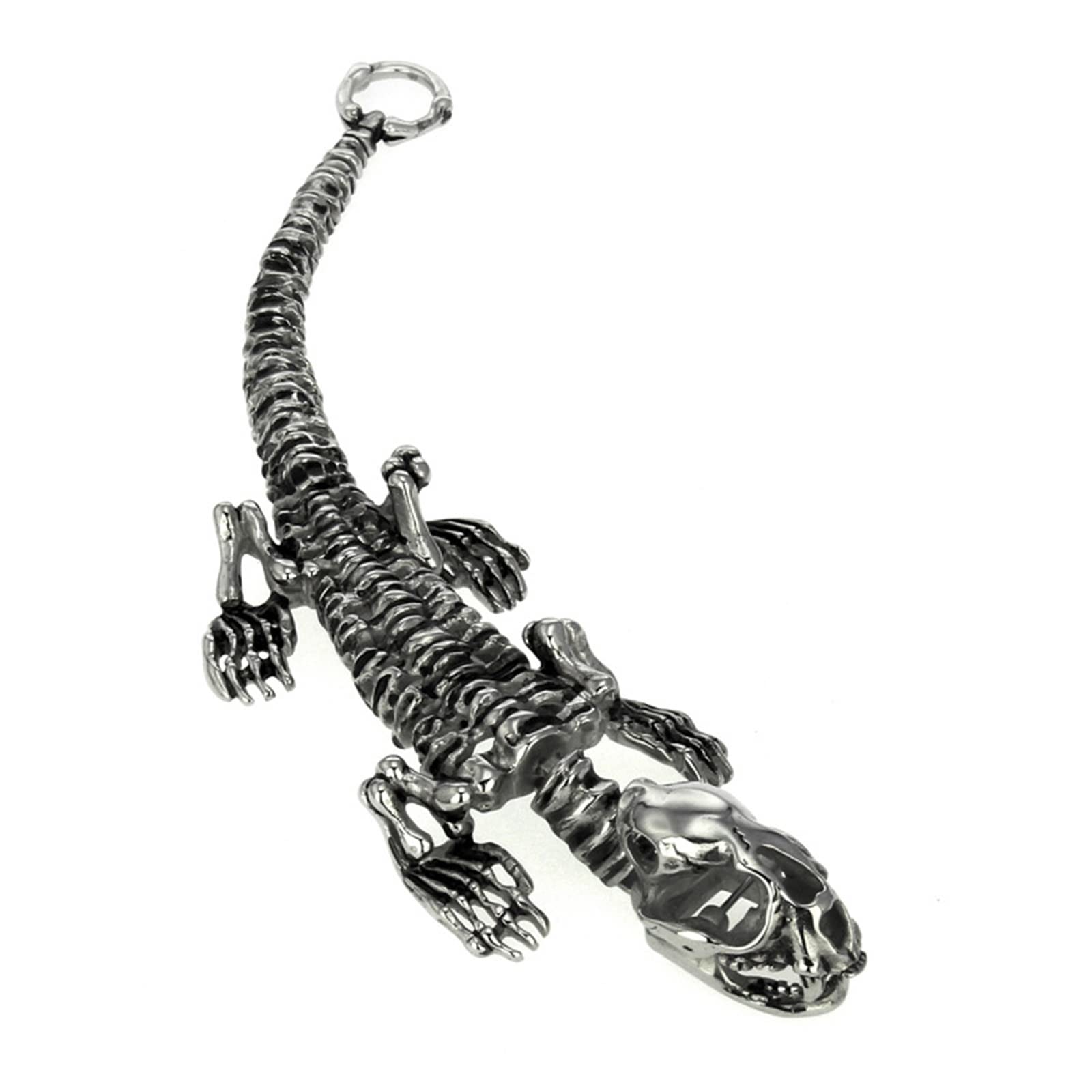 Bracelet Noir, Le Bracelet Acier Inoxydable Dinosaure Animal Cadeau de Vacances Bracelet 22cm