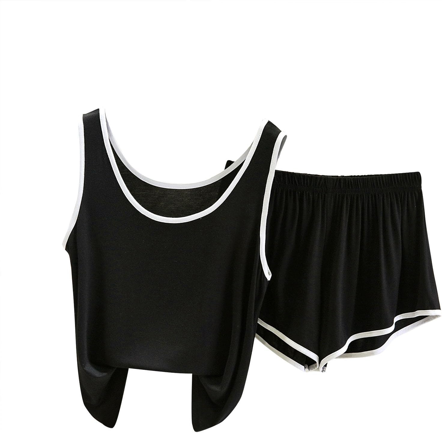 Womens Pajama Set Summer Casual Loose Fit Sleepwear Soft Comfy Sleeveless Tank Top and Shorts Pjs Soft Lounge Sets