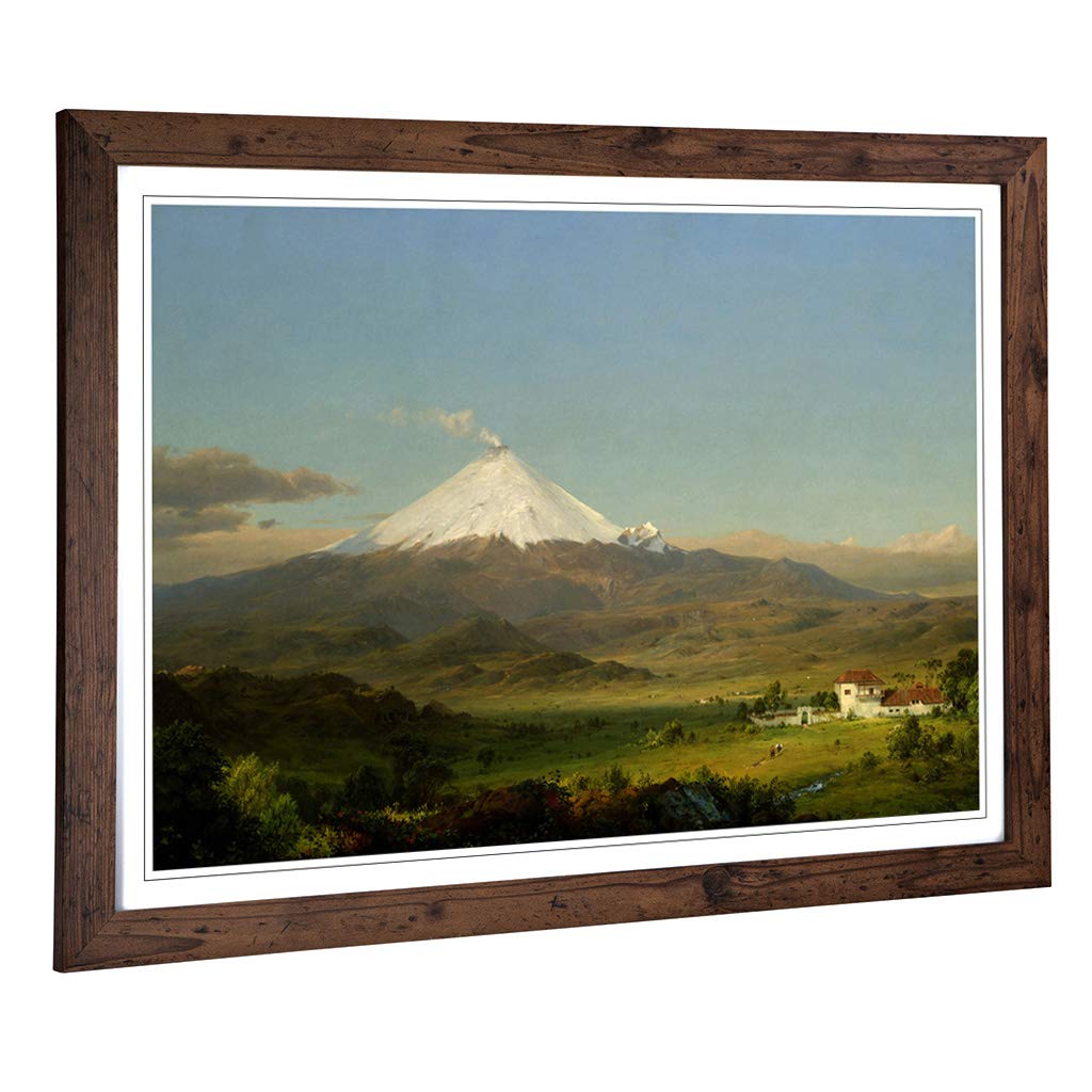 Big Box Art Framed Print of Frederic Edwin Church Cotopaxi Design | Wall Art Picture | Home Decor for Kitchen, Living, Dining Room, Bedroom, Hallway, Office, Walnut, A2 / 24.5x18 Inch / 62x45cm