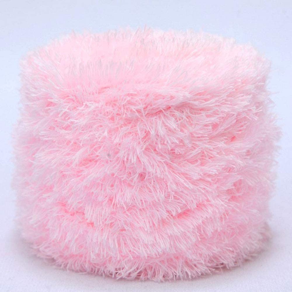 200g DIY Tejer Hilo de Felpa Hilo de Pestañas Peludas Bufanda de Suéter de Ganchillo Hilo de Piel Sintética Hilo de Novedad Manta Fuzzy Almohada Hilado de Textiles para el hogar (Color : Pink, Size :