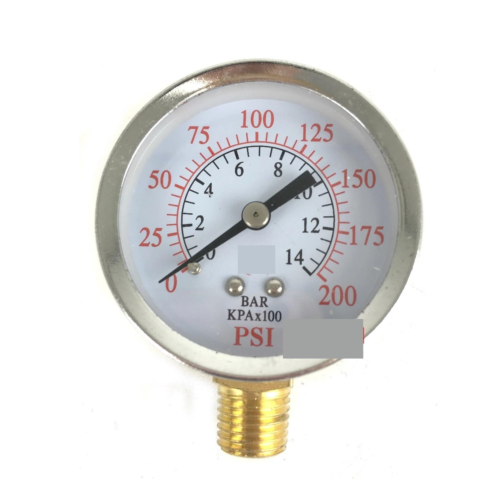 5 szt. Manometr do montażu bocznego 1/4 cala NPT tarcza 2 cale - od 0 do 200 PSI -