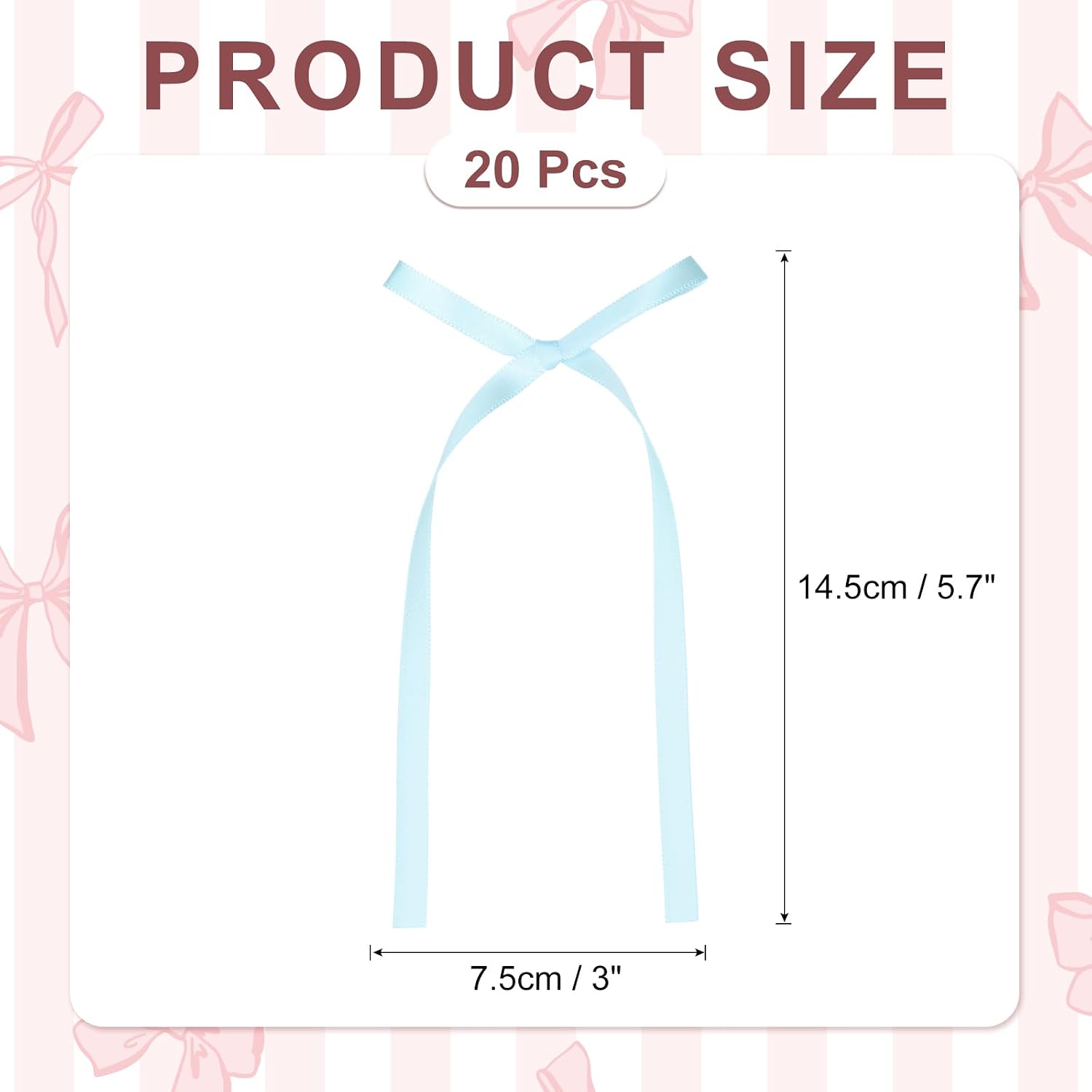 MECCANIXITY 20 Pcs Bow Cake Toppers, 3x5.7 Inch Bow Cupcake Toppers Satin Bowknot Bow Party Decorations for Cake Dessert Craft DIY Decorating Wedding Birthday Party, Light Blue