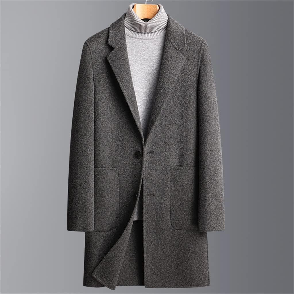 Autumn and Winter Wool Double-Sided Woolen Coat Men's Mid-Length Thick Casual Wool Coat Men's Jacket(D,185 Code)