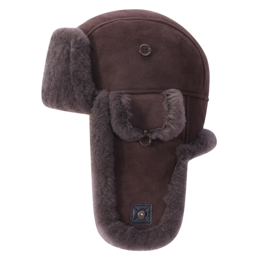 Harssidanzar Lammfell Shearling Wintermütze für Herren und Damen Echtes Leder Trappermütze Fliegermütze Aviatormütze Ushanka Bomber Hut mit Ohrenklappen CU603EU1