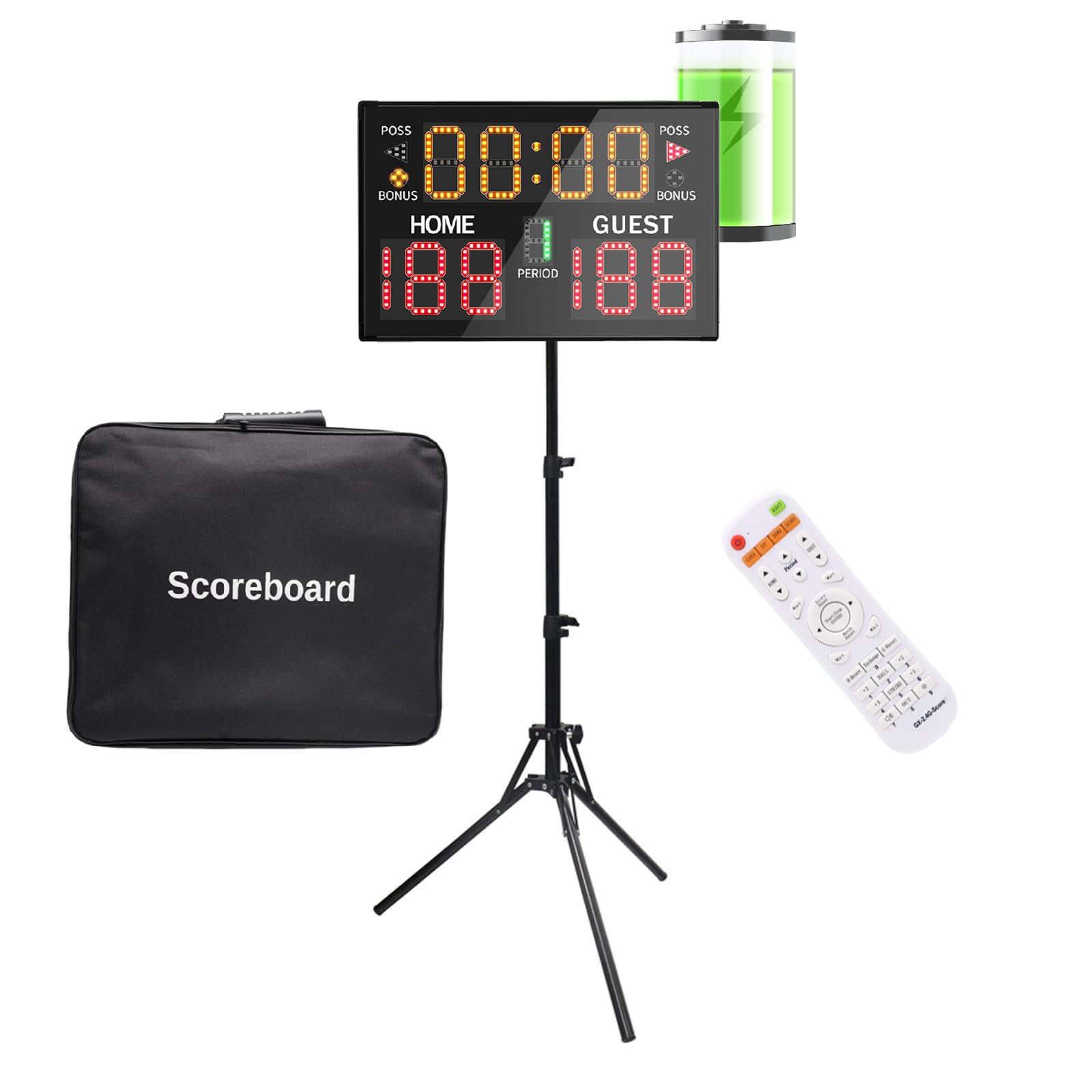 GAN XIN Battery Powered Electronic Scoreboard with Bag&Tripod, Digital Scoreboard with Wireless Remote,Portable Score Keeper High-Bright Score Board for Sports Games