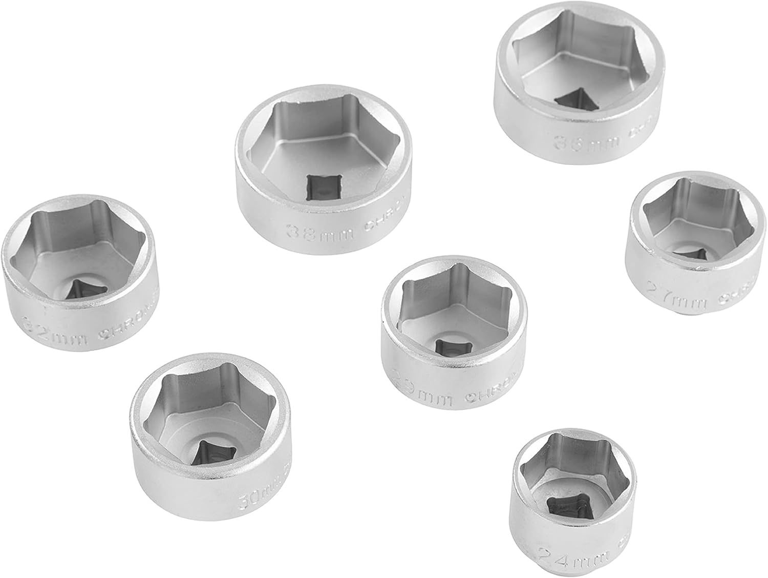 OEMTOOLS 27197 7 Piece Oil Filter Cap Removal Socket Set, Oil Filter Socket Set for Fuel and Oil Filter Housing on GM, Ford, Mercedes, BMW, and More, 3/8 Inch Drive, 24–38 mm Sockets