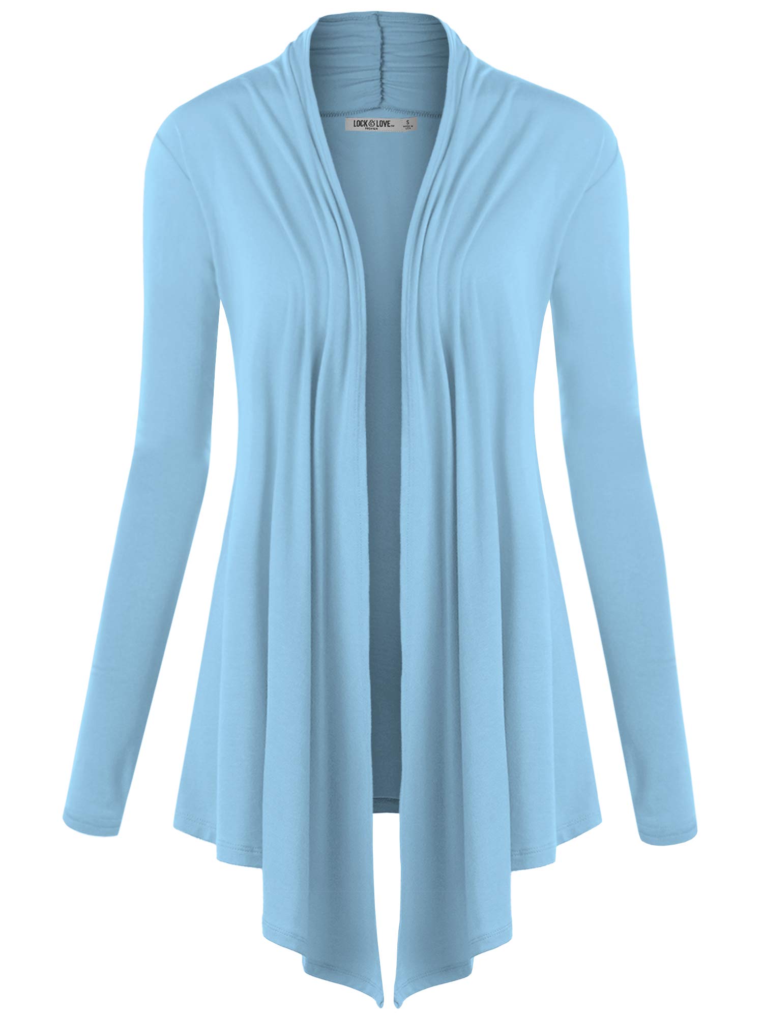 Lock and Love Women's Draped Open Front Cardigan – Lightweight Long Sleeve Asymmetrical Hem Soft Casual Duster Cover Up