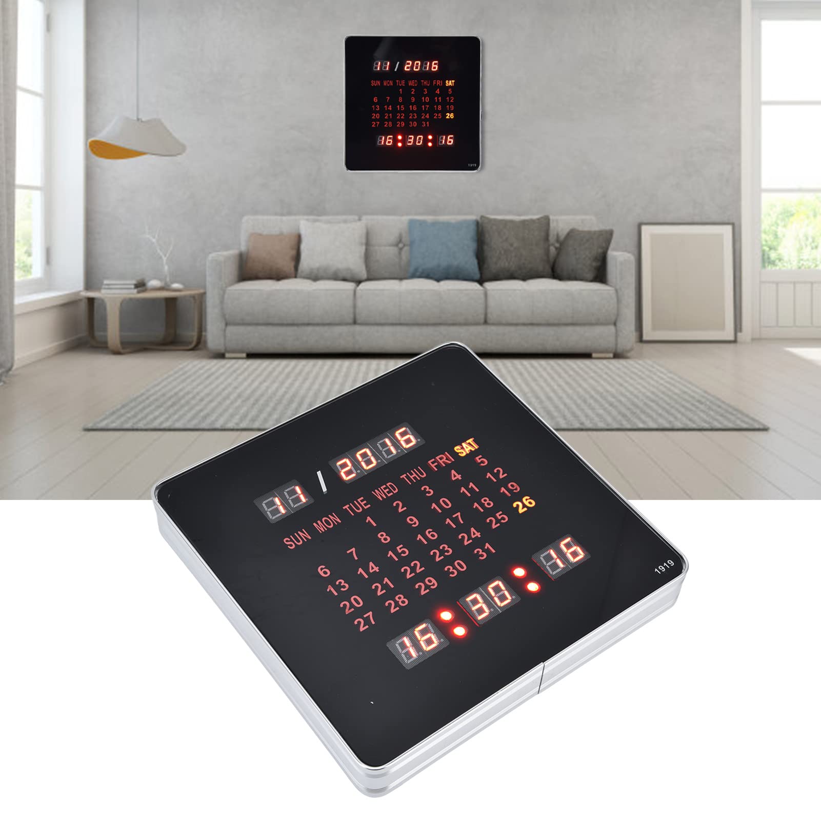Focket Orologio da Parete Digitale, Calendario Perpetuo da 7,87 Pollici Orologio Digitale con Ampio Display, Sveglia Digitale a LED a Batteria Orologio da Parete con Calendario Orologio d