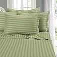 Elegant Comfort Best, Softest, Coziest 6-Piece Sheet Sets! - 1500 Premier Hotel Quality Luxurious Wrinkle Resistant 6-Piece Damask Stripe Bed Sheet Set, King Ivory