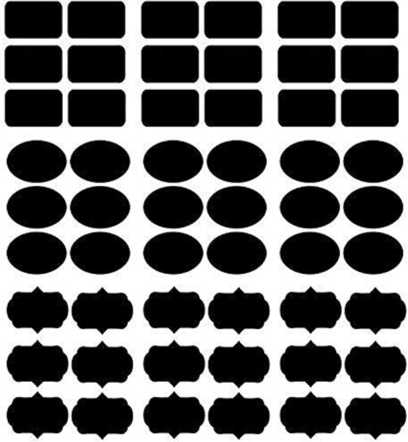 KaaHego J-003 Vinyl Waterproof Kitchen Jar Beverage Labels Bottle Self-Adhesive Stickers (Black, 5Cm X 3.5Cm) -108 Pieces, 108 Labels