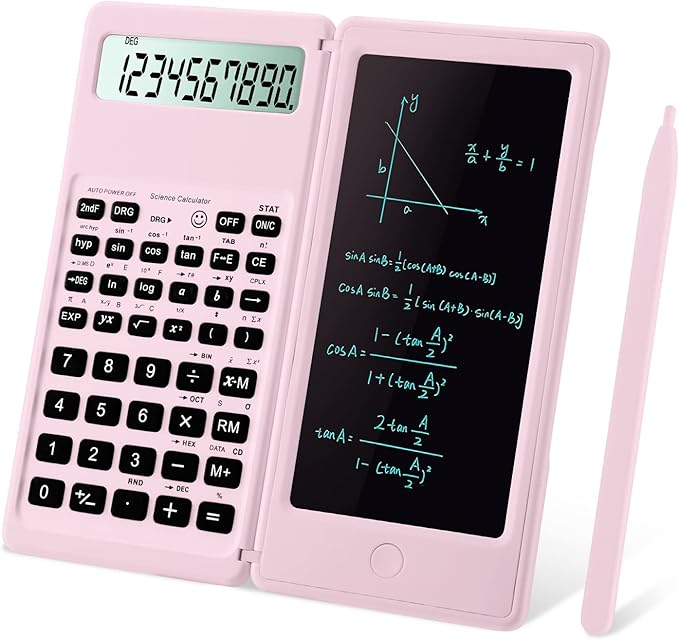 IPepul Scientific Calculators for Students, 10-Digit Large Screen, Math Calculator with Notepad, Classroom Must Haves for Middle High School Supplies & College (Pink