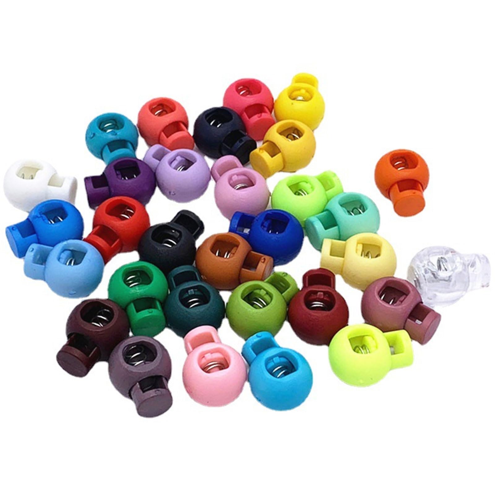 Kalttoy Random Color 100Pcs Cord Locks Single Hole Spring Toggle Stopper Fastener Toggles For Shoelaces, Drawstrings, Paracord, Bags Cord Closure