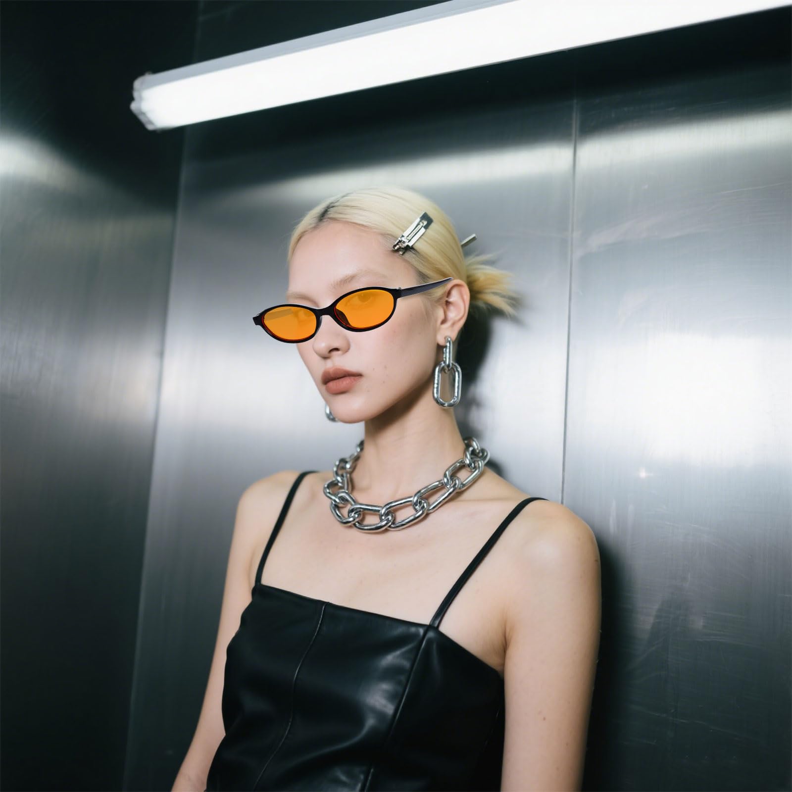5 Paar Retro Oval Cat Eye Sonnenbrille für Damen 90er Jahre Designer Schmale Sunnies Y2k Trendy UV-Schutz Sonnenbrille