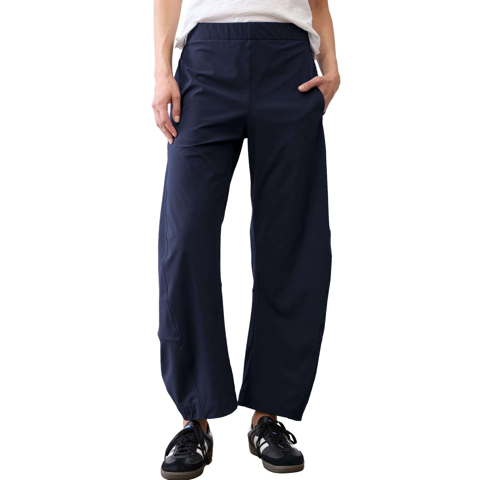 Songling Womens Barrel Pants Wide Leg High Waisted Ankle Business Work Pants Travel Casual Trousers with Pockets
