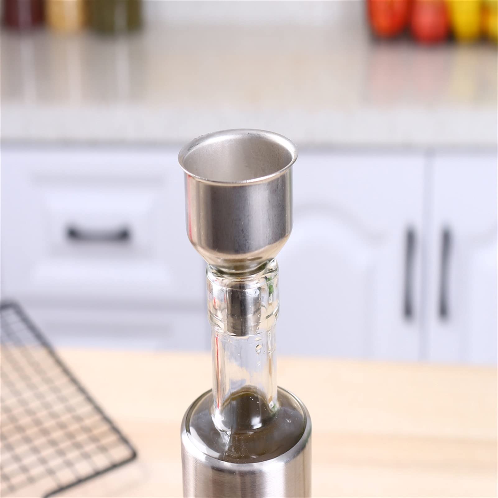 Set Bottiglie Olio E Aceto In Acciaio Inox - Design Antigoccia, Per Cucina - Foto 4