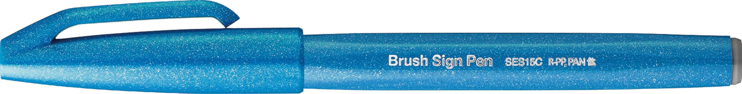 Pentel SES15C-S Faserschreiber mit Flexibler Pinsel-ähnlicher Spitze hellblau