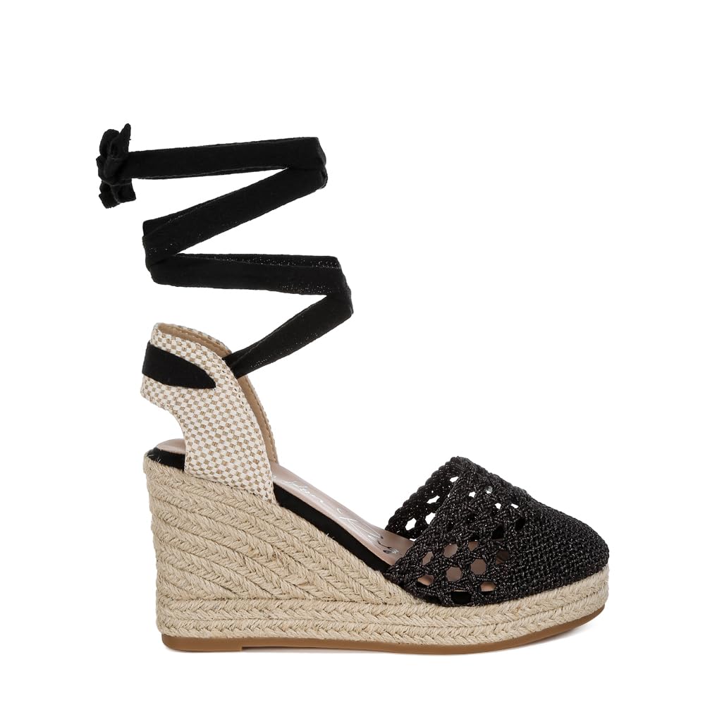Women's Woven Lace-Up Espadrille Wedges