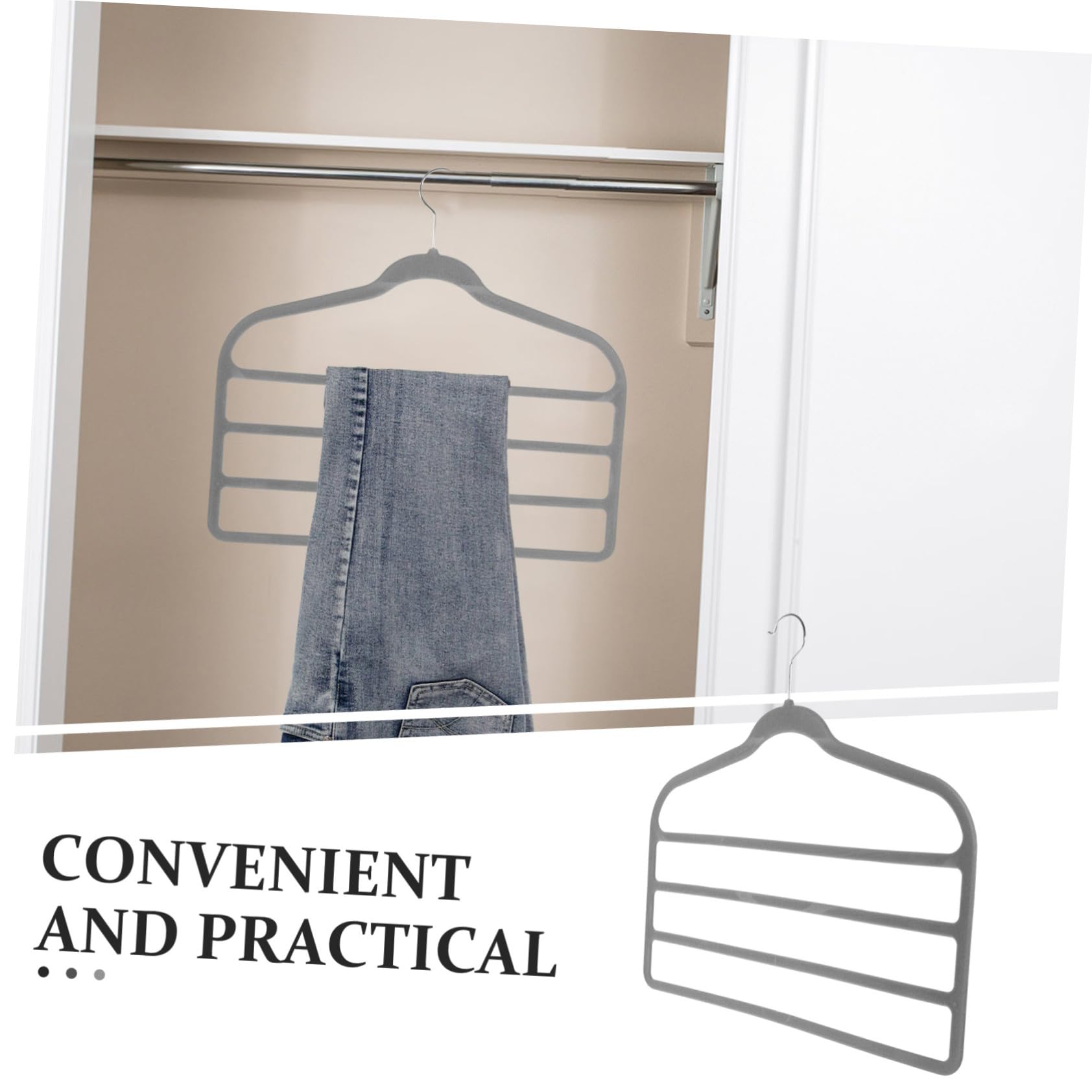 Cabilock 10 Perchas para Pantalones de Plástico Recubrimiento de Vellón Antideslizante, Ahorradoras de Espacio y Multifuncionales para Armarios Organizadores