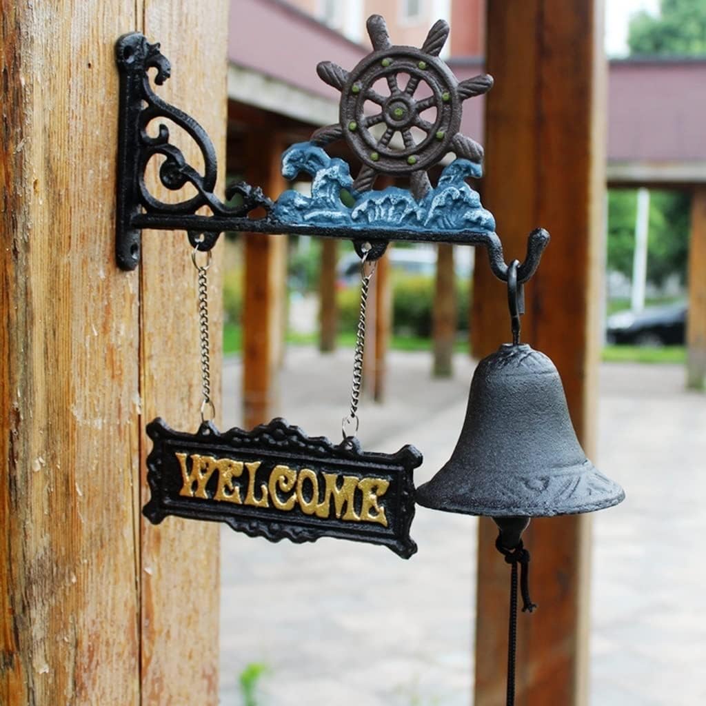 Cast Iron Doorbell Wall Bell, Garden Decoration Doorbell, Welcome Doorbell Courtyard Garden Decoration, Suitable for Farm Coffee Shop Courtyard Bar
