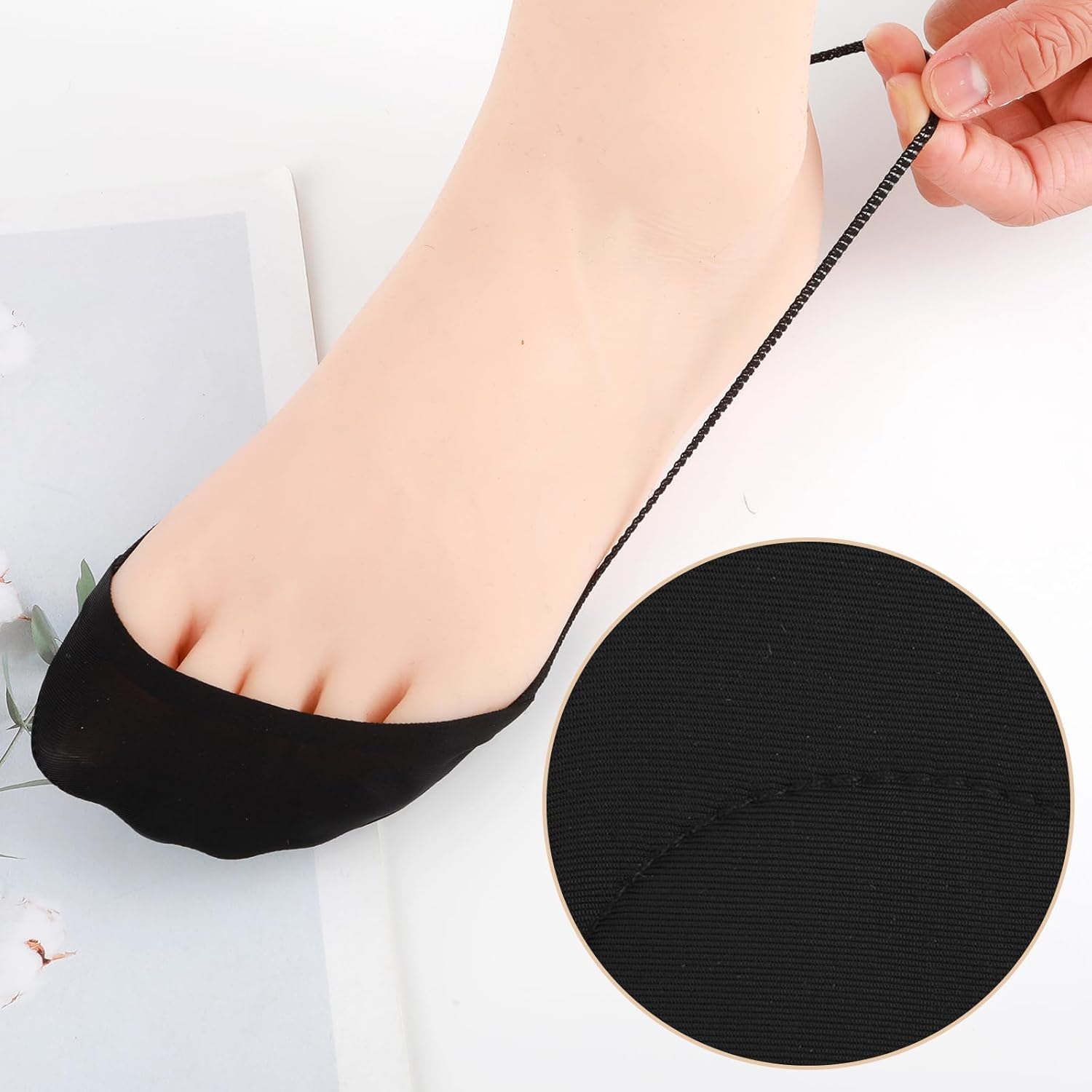6 Pairs Ultra Low Cut Liner Socks Women Ball of Foot Cushion No Show Toe Topper - Image 4