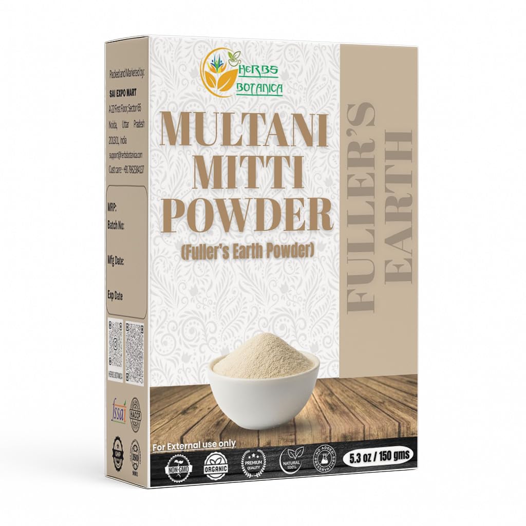 Multani Mitti Earth Clay Bentonite Clay 100% Organic Clay Mask Face Mask Skin Care Indian Healing Kaolin Clay Indian Deep Pure Grade Cleansing Sodium Facial Calcium Natural Green Secret 5.3 Oz