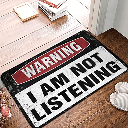 Tapis de gel Warning I'm Not Listening anti-saleté pour porte entrée extérieure - 2