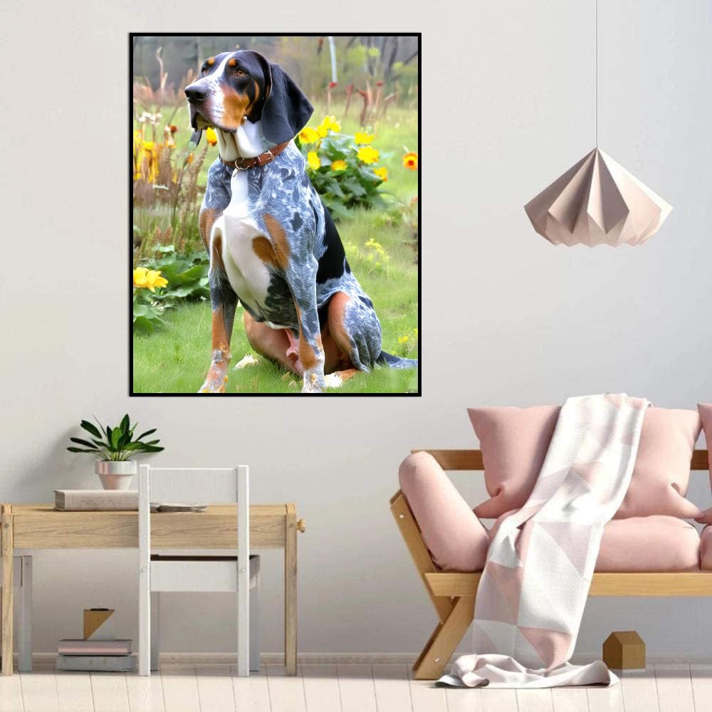 DIY Paint by Number for Adults Beginner Bluetick Coonhound Dog Paint by Number on Canvas DIY Oil Painting for Gift Home Wall Decor 16x20inch(40x50cm) Frameless