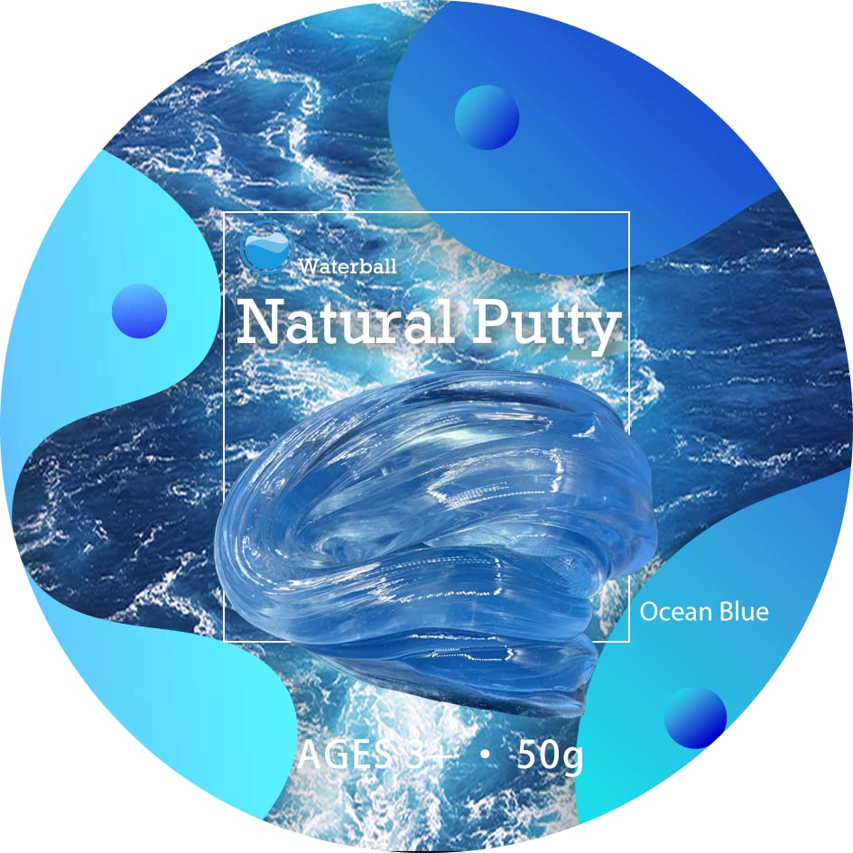 Ocean Blue Natural Putty - Transparent Putty with Ocean Like Color, 3.15 Inch 90 Grams Tin - Stretch Arm Strong, Never Dries Out, Stress Relief