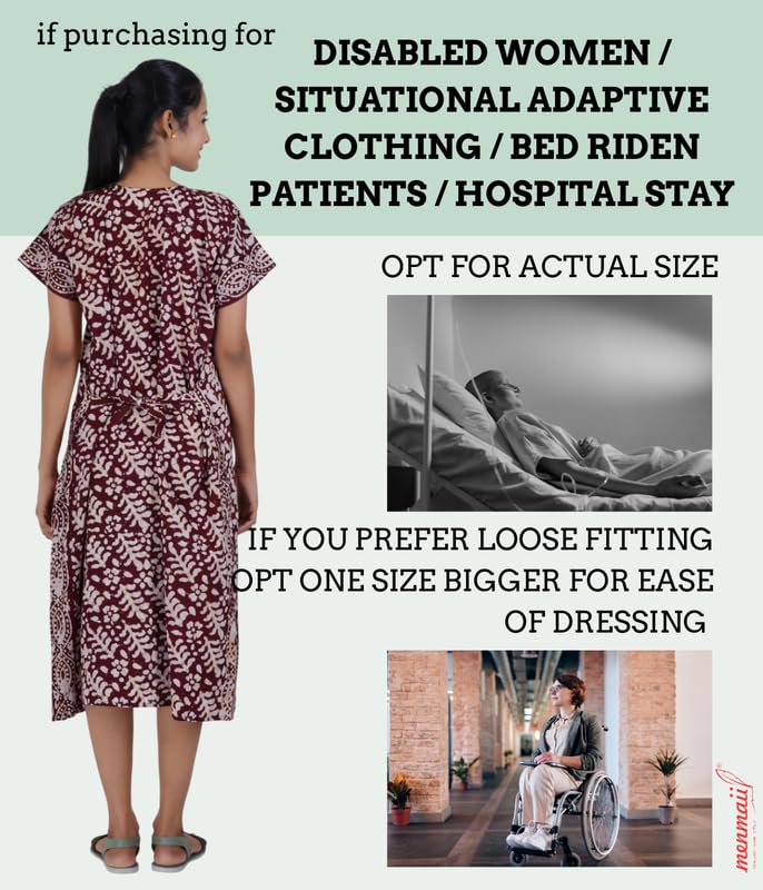 Image of MENMAII Women's [L-4XL] Full Open /Front Buttoned [a Kind of Adaptive Clothing] Multipurpose Nighty for Maternity /Pregnancy /Elderly /Patient /Feeding /Hospital Purpose Nighty Calf Length