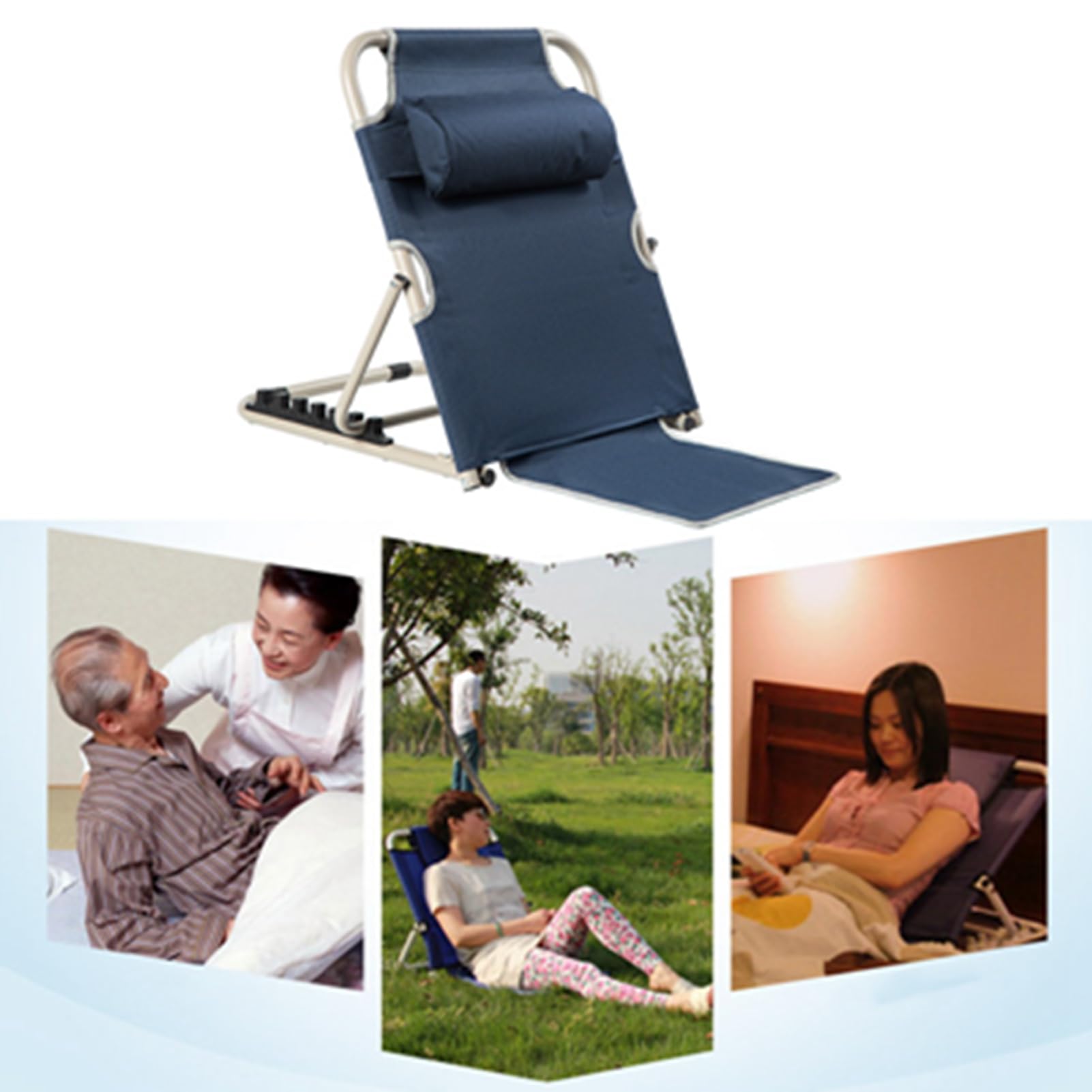 Alzapoggia Letto Regolabile con Cuscino, 6 Posizioni, per Letto | Supporto multiangolo, design pieghevole, adatto agli anziani