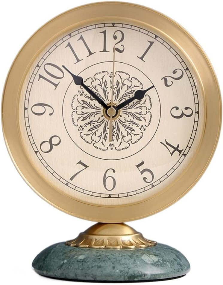 Copper Clock, Family Living Room, Table Top, Small Desk Clock, Silent Sitting Clock(E)