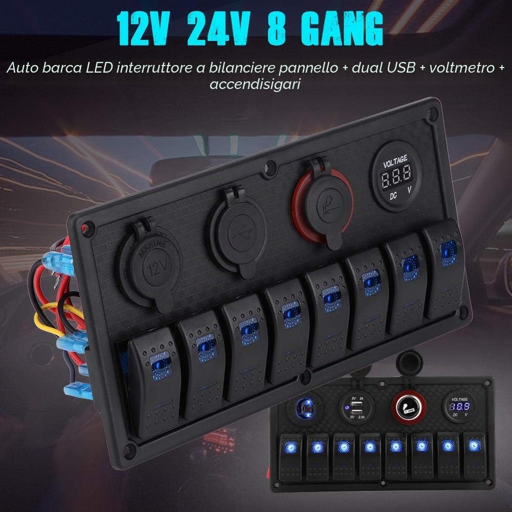 Pannello Interruttori Barca Quadro Elettrico Per Barca Quadro Elettrico Per Barca Pannello Interruttori, 12v 24v 8 Gang Car Boat Led Interruttore A Bilanciere Pannello Di Controllo Accendisi