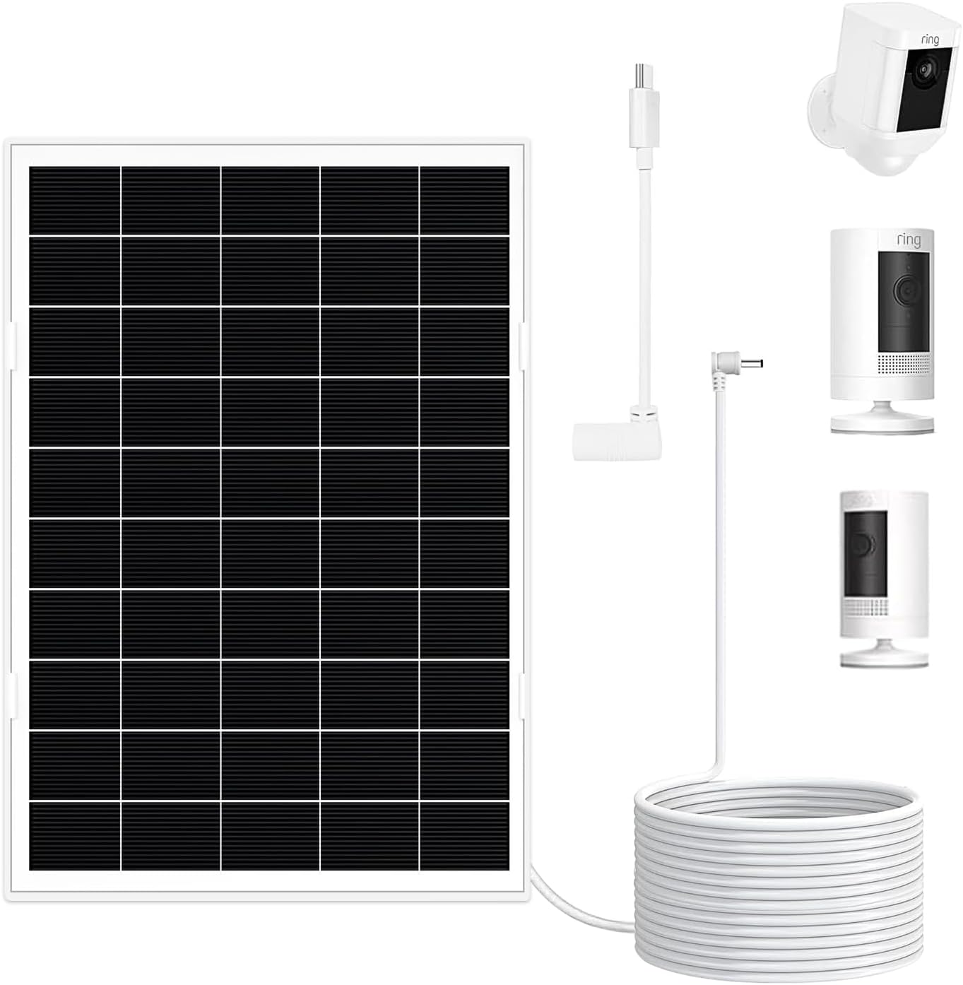 1 Pack 8W Solar Panel for Ring Camera Outdoor Wireless, Compatible with Outdoor Cam (Stick Up Cam), Outdoor Cam Plus, Stick Up Cam Pro, Spotlight Cam Battery/Plus/Pro, Fast Charging