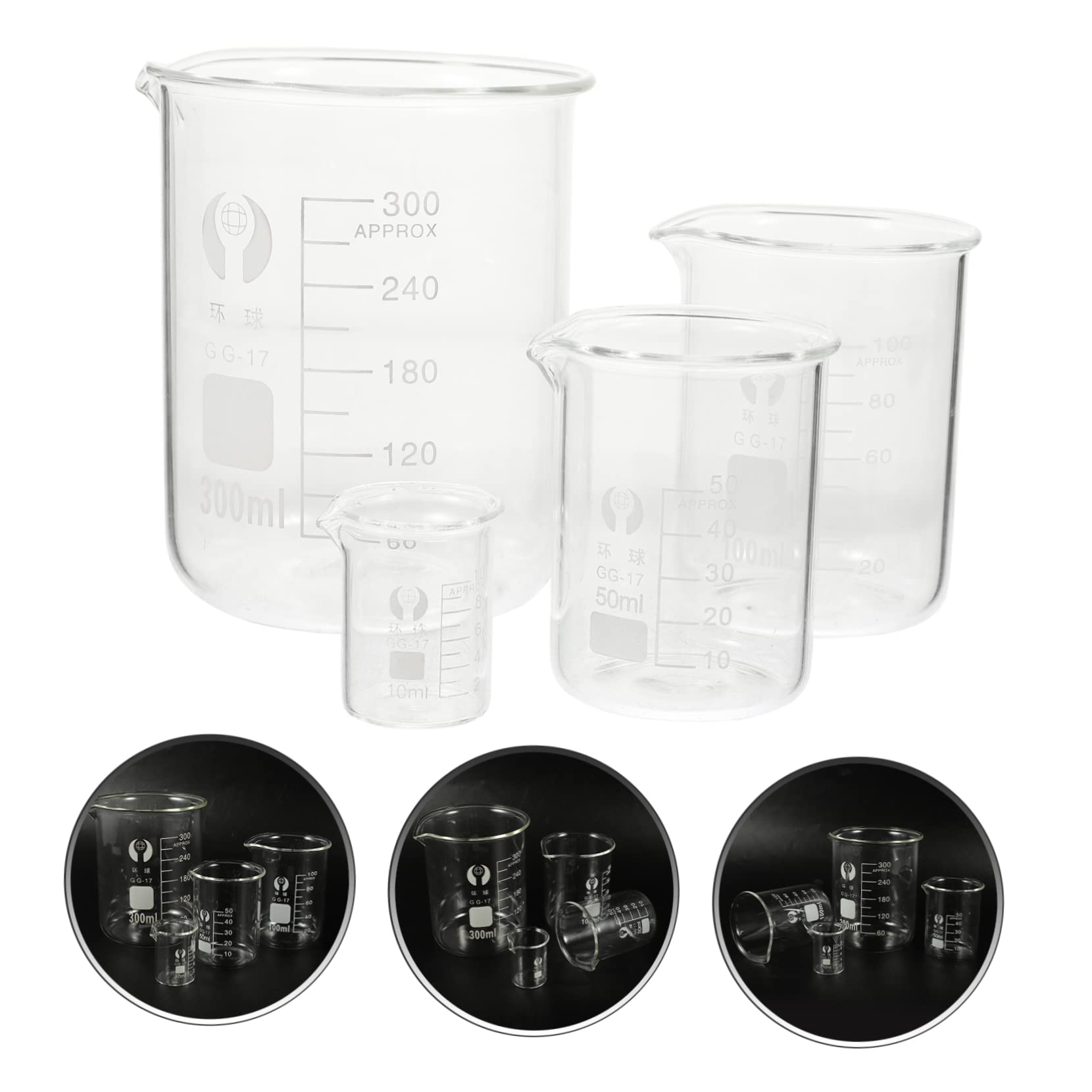 3 Sätze Teiliges Set Borosilikatglas Becher Hitzebeständig Wiederverwendbar Präzise Messbecher Für Labor Und Küche 4 Stück * 3