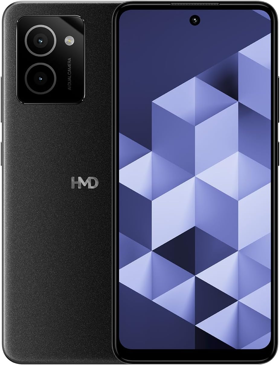 HMD Vibe | Verizon, T-Mobile, AT&T | Unlocked Smartphone | Android 14 | 2 Day Battery | 6.56" 90Hz HD+ Display | 6GB/128GB | 13MP Dual Camera | US Version | Charcoal