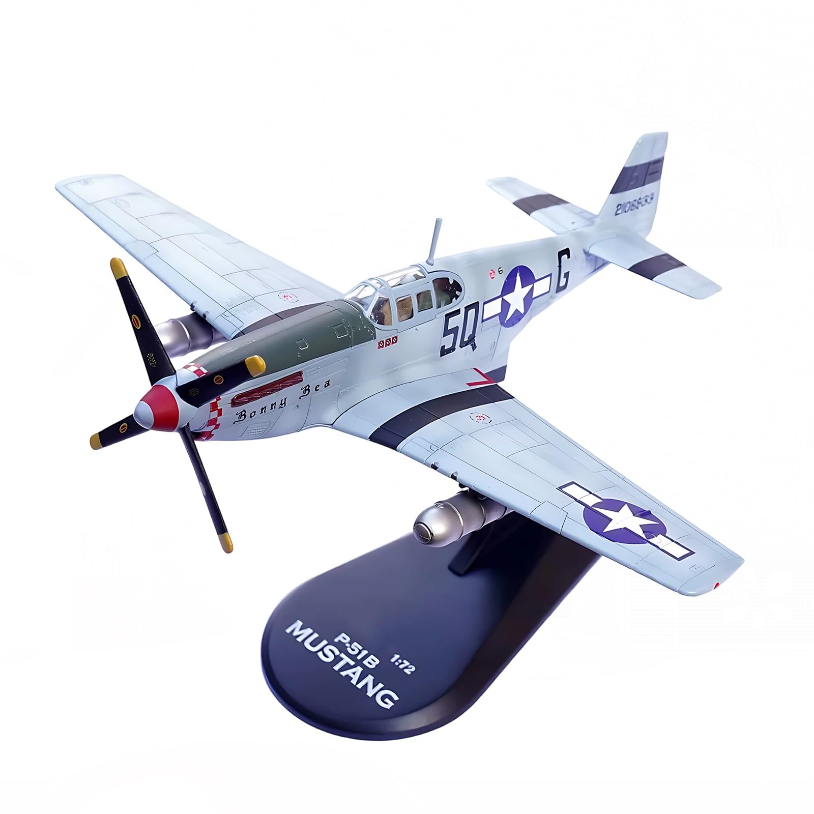 P-51B 1/72 Metal Aircraft Model with Stand Collector-Grade Display for Aviation Enthusiasts Military Collectors, Gift-Ready Detailed Scale Model for Desk Shelf Cabinet(504)