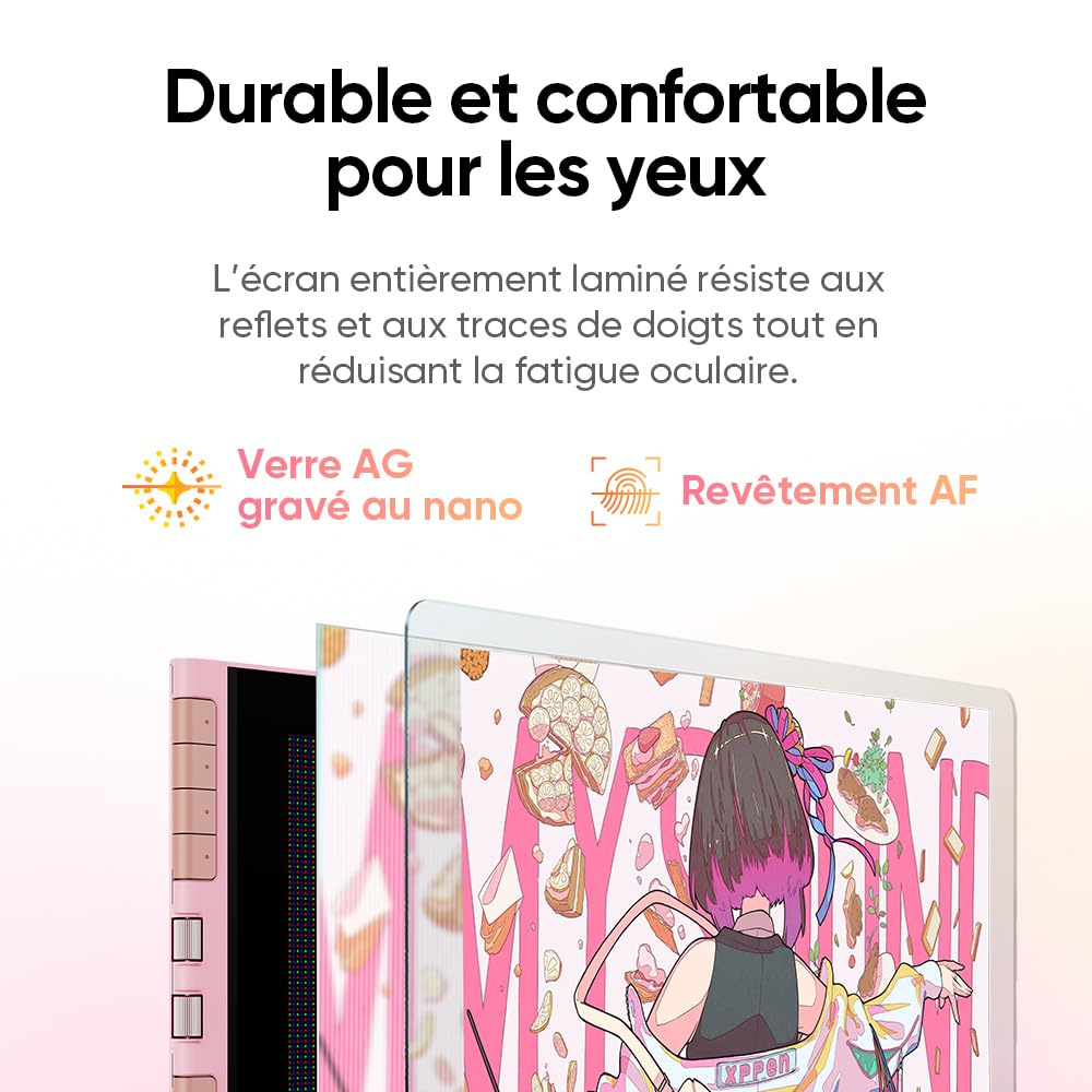XPPen Artist 12 3rd Tablette Graphique avec Écran 11.9 Pouces - Rose | X4 Stylet Avancé | 16384 Niveaux | Écran Anti-reflet | Portable et Léger | Compatible Multi-systèmes | Design Rose Élégant
