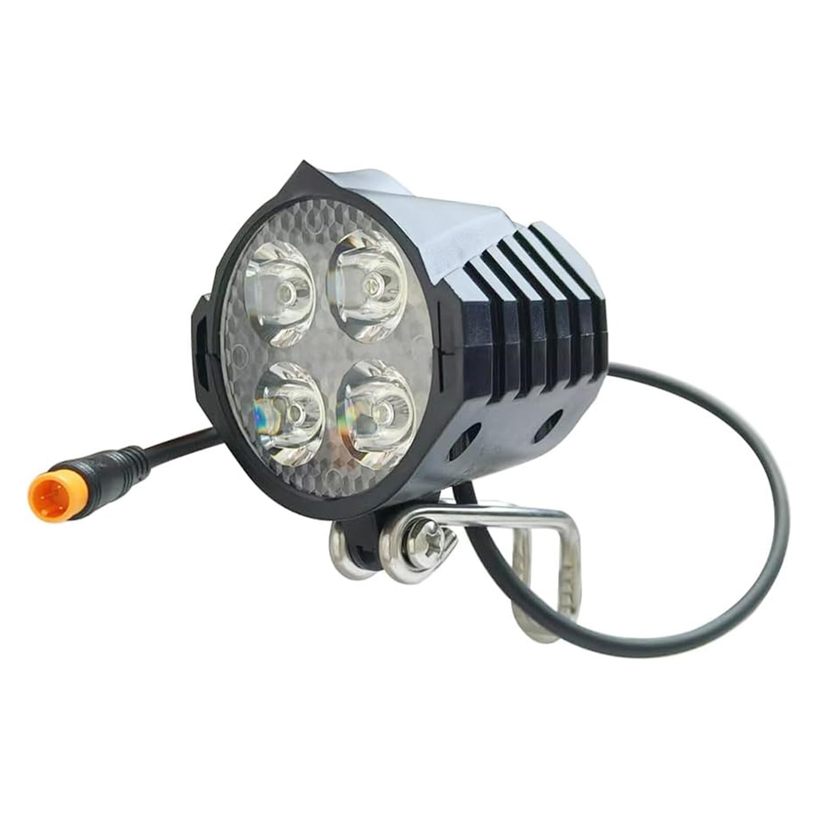 Electric Bike LED Headlight 36V 48V 12V-60V Bike Front Light with Built-in Horn 4 Lights 3 Pin Connector for Night Riding Waterproof Bicycle Horn Headlight for E-Scooter