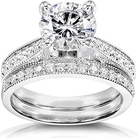 Kobelli Round Moissanite Pave-Set Bridal Set 2 1/3 CTW 14k White Gold, Size 9.5 Cover