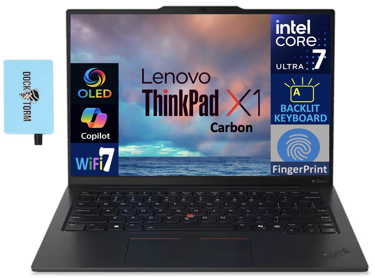 Lenovo Thinkpad X1 Carbon Gen 13 Business Laptop 14.0" OLED 2.8K Display (Intel Ultra 7-268V, 32GB LPDDR5X, 4TB PCIe SSD, Intel Arc 140V, Backlit KB, Fingerprint, 2 Thunderbolt 4, Win11Pro) w/DKZ Hub