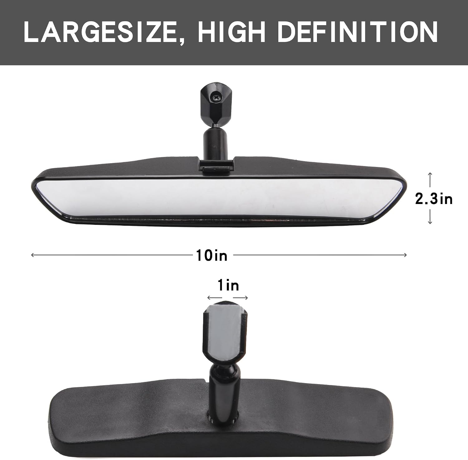10'' Universal Rear View Mirror, ZLPTEAM Interior rearview mirror Kit Universal Fit Type Compatible with Chevrolet Ford Toyota Nissan Jeep Honda Subaru Hyundai Kia Mazda Buick and More Car