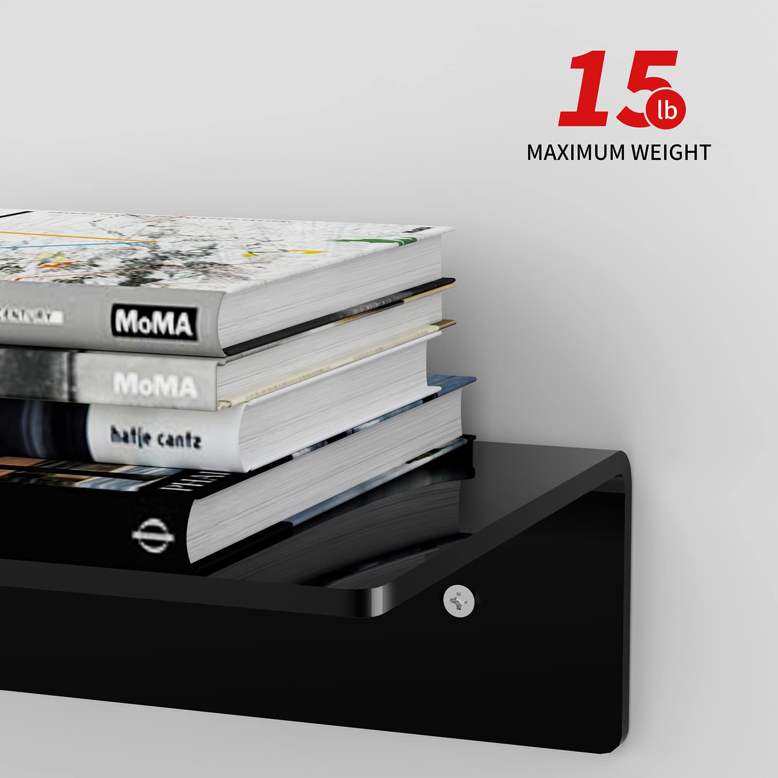 Sezanrpt 12 Inches Small Black Wall Shelves Set of 2 - Image 3