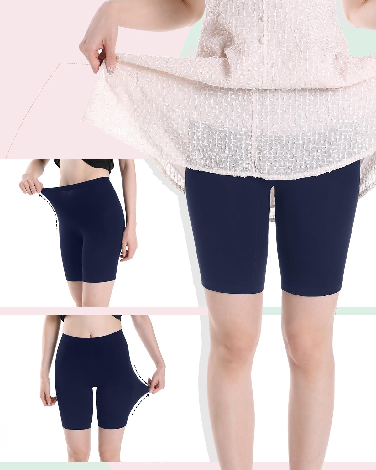 INNERSY Radlerhose Mädchen Baumwolle Kurze Leggings unter Kleid für Teenager 8-16 Jahre 3er Pack