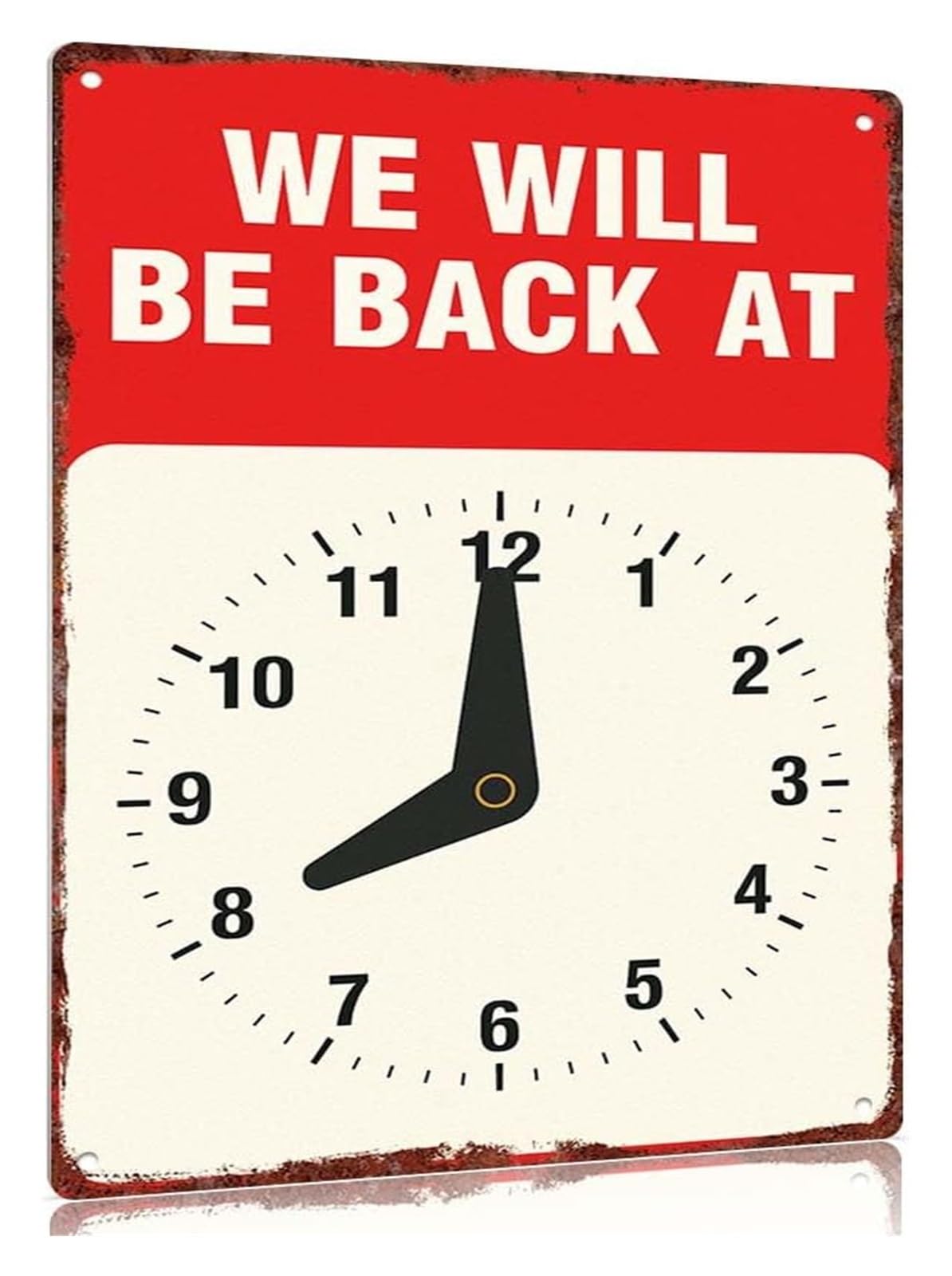 BYLSAGWHT On Break Clock Metal Tin Sign Service Interruption Wall Plaque Workshop Studio Shed 8 X 12 inch
