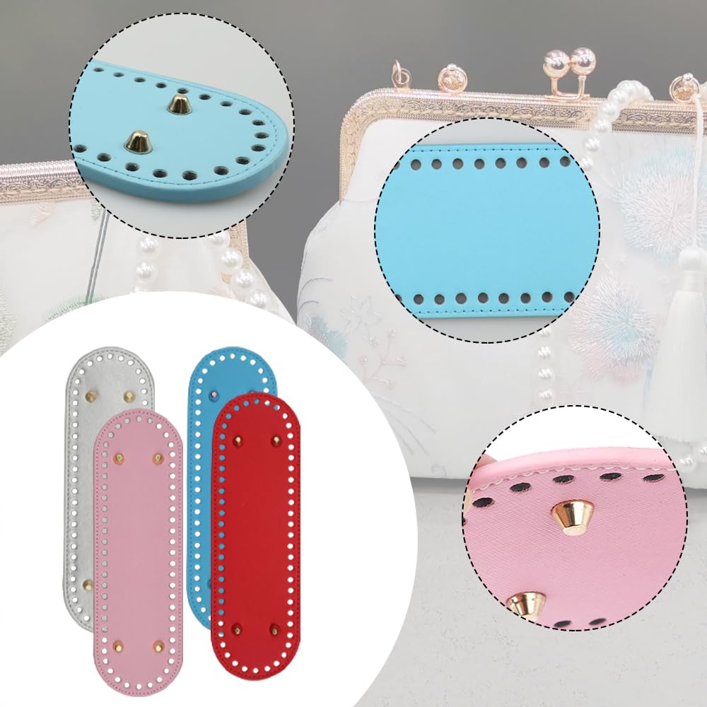 Fond De Sac 4 Pièces à Crocheter - Tapis Ovale En Cuir PU Pour