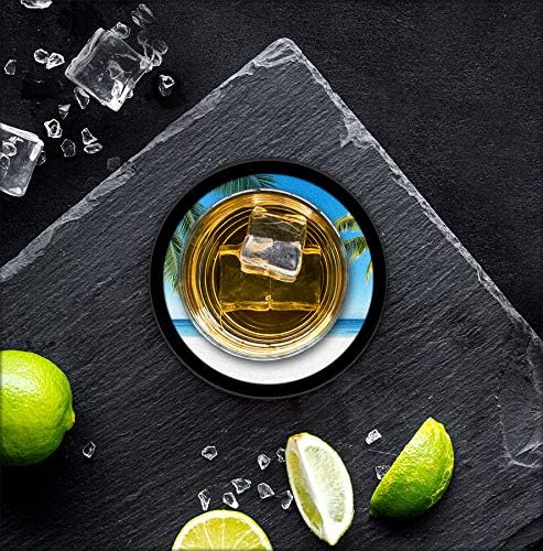 Miniatura 6 de Posavasos de silicona antideslizantes para bebidas con almohadilla de fieltro absorbente impresa extraíble, juego de 4 unidades, playa de arena