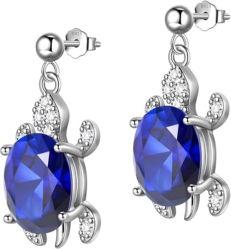 Hipunk Turtle Jewelry 925 Sterling Silver Women Animal Sea Turtle Birthstone NecklaceEarringRingBracelet Sets Birthday Jewellery